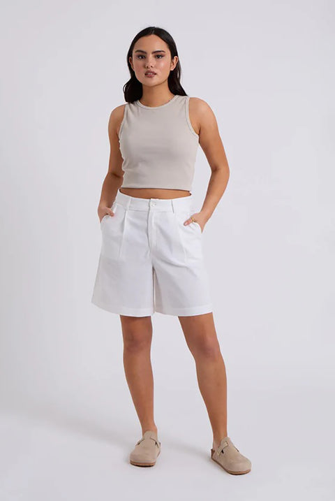 White Linen Blend Short by Urban Bliss