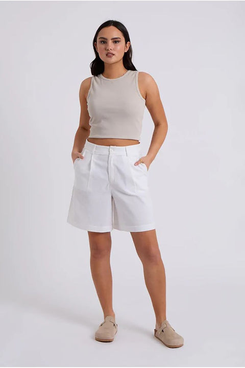 White Linen Blend Short by Urban Bliss