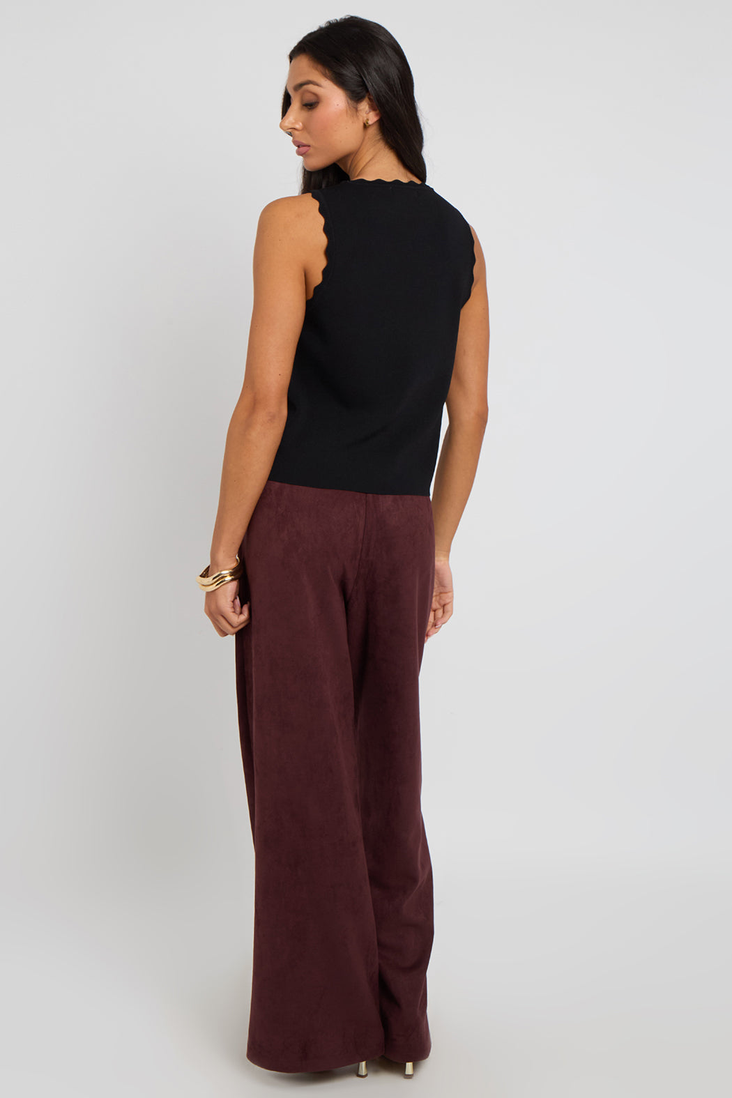 Plum Faux Suede Trousers 40TRS37168-c57
