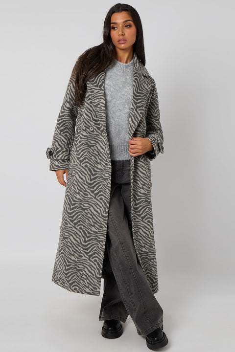 Longline Zebra Formal Coat by Urban Bliss
