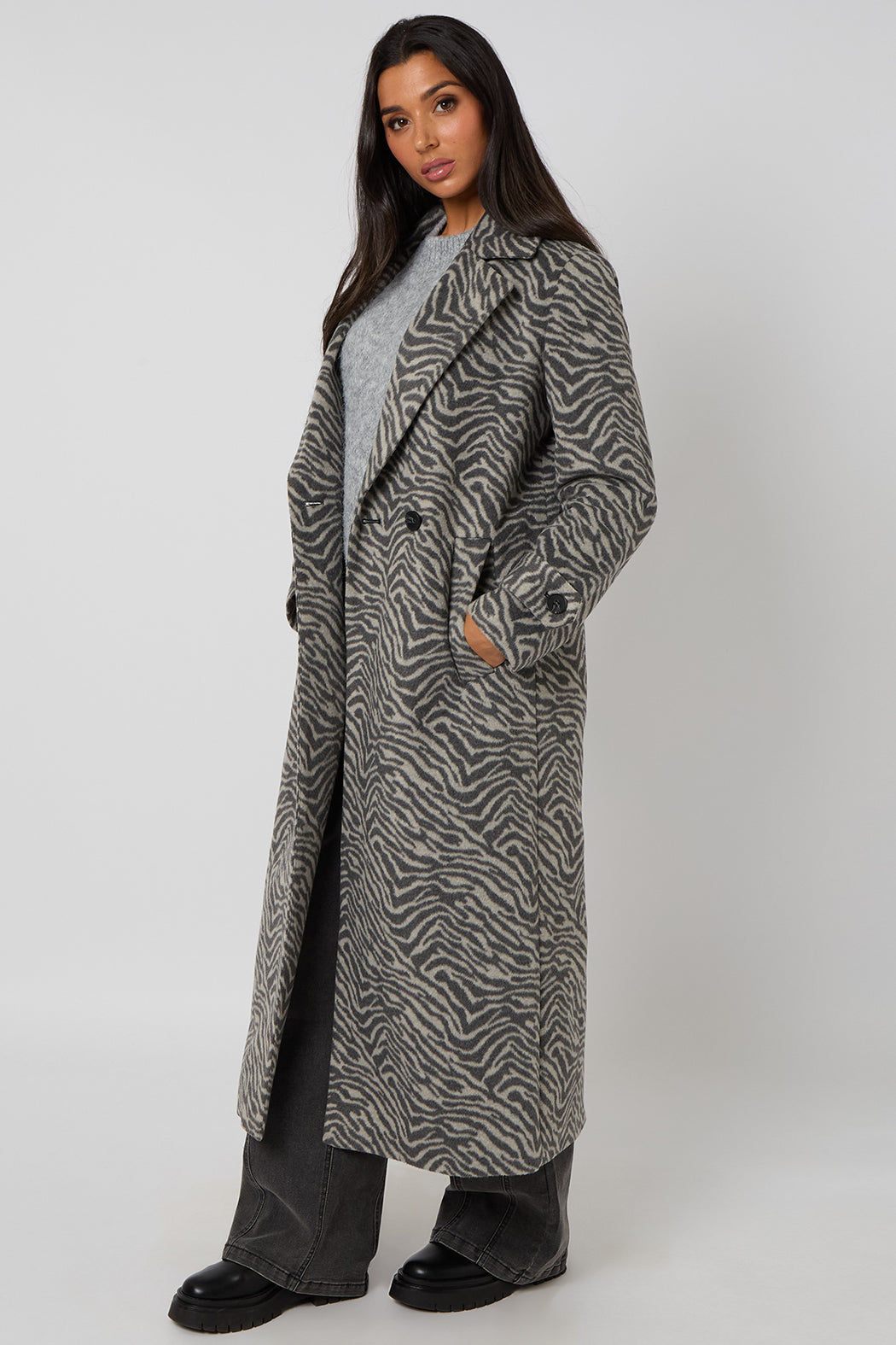 Longline Zebra Formal Coat 40JKT37132-c8