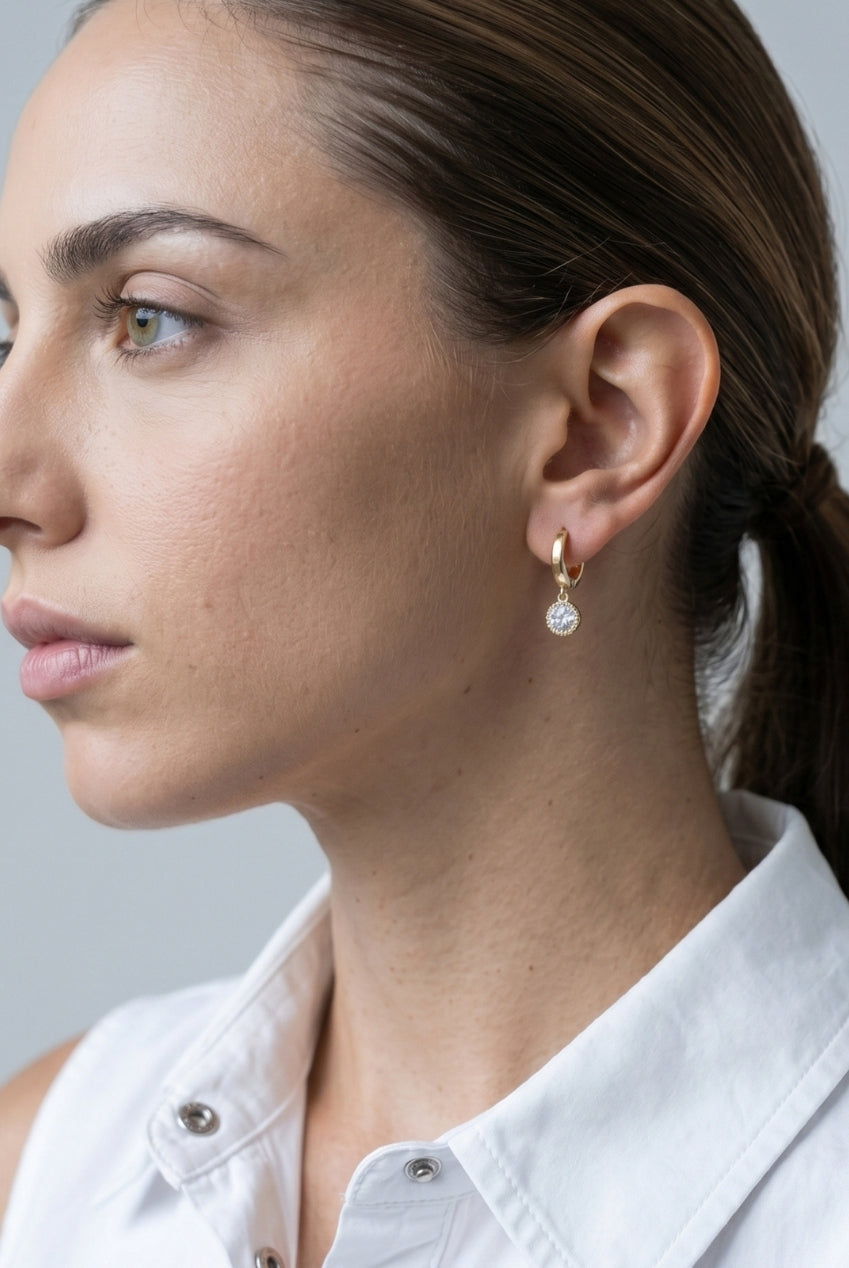 Enso Gold Circle Drop Hoop Earrings US01-11212