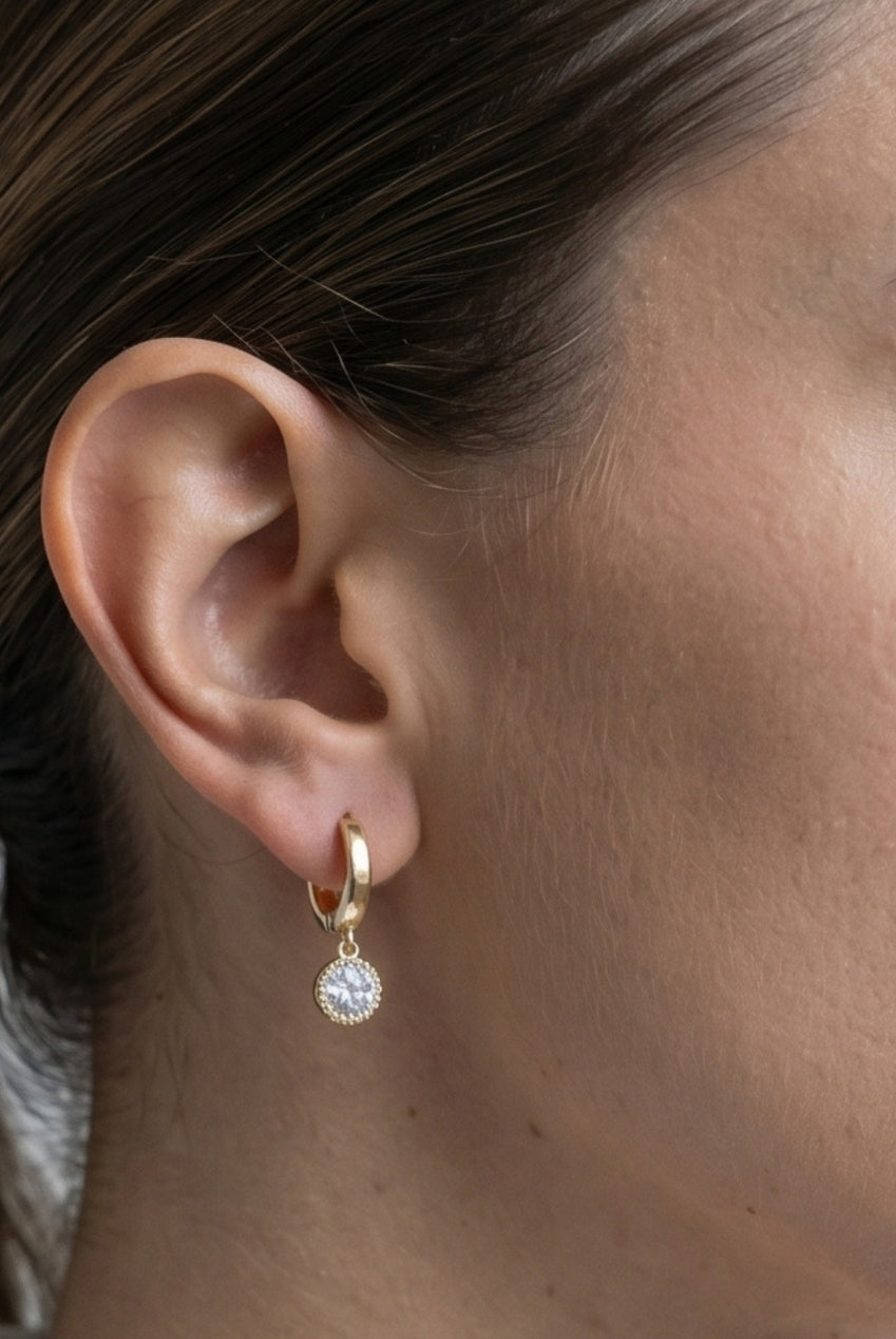 Enso Gold Circle Drop Hoop Earrings US01-11212
