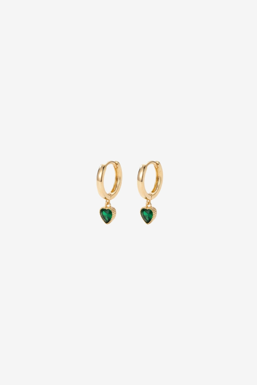 Kokoro Green Heart Hoop Earrings US01-11229