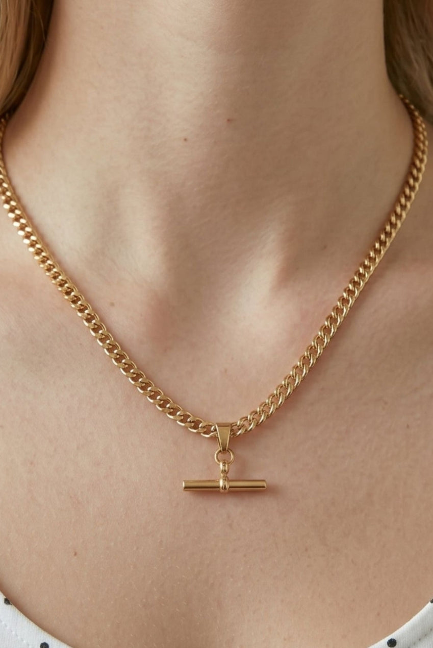 Kin Gold T-Bar Necklace US01-12790