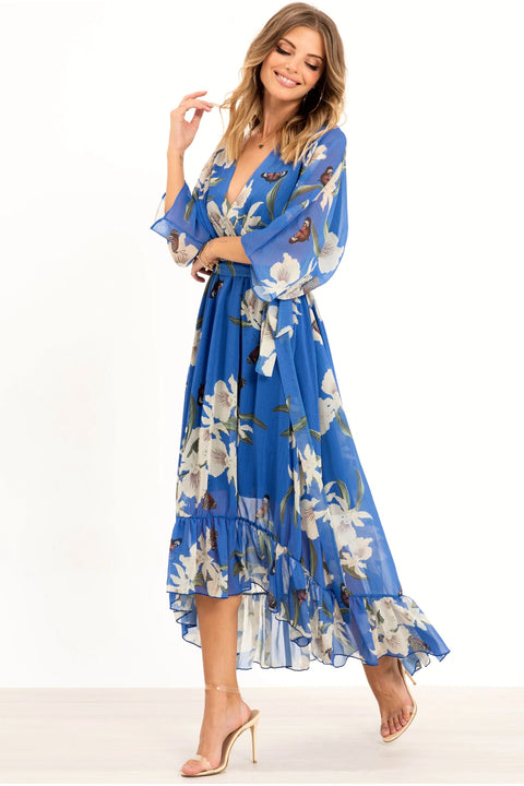 Kimono Wrap Floral Dress by Urban Touch