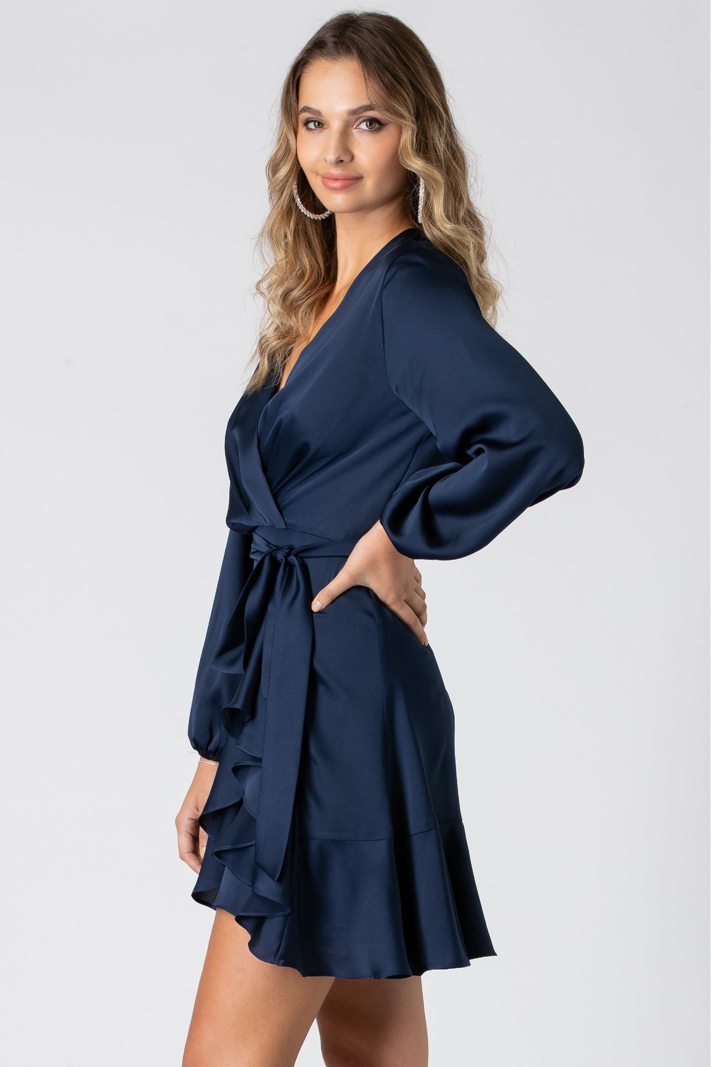 Long Sleeve Wrap Front Dress UTAW20012