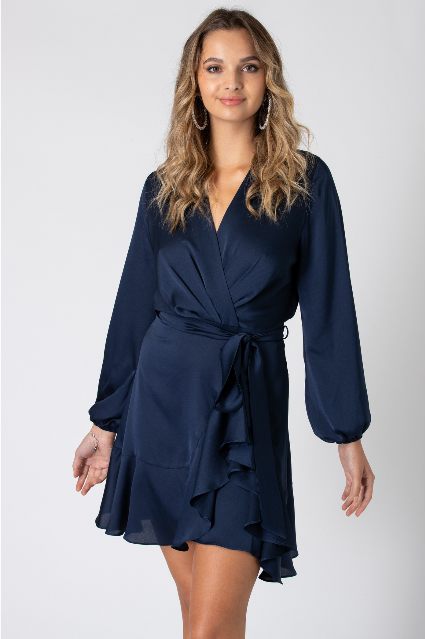 Long Sleeve Wrap Front Dress UTAW20012