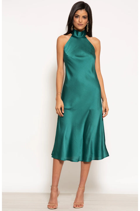 Halterneck Satin Midi Dress by Urban Touch