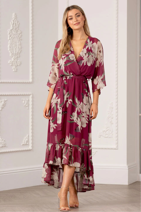 Kimono Wrap Floral Dress by Urban Touch