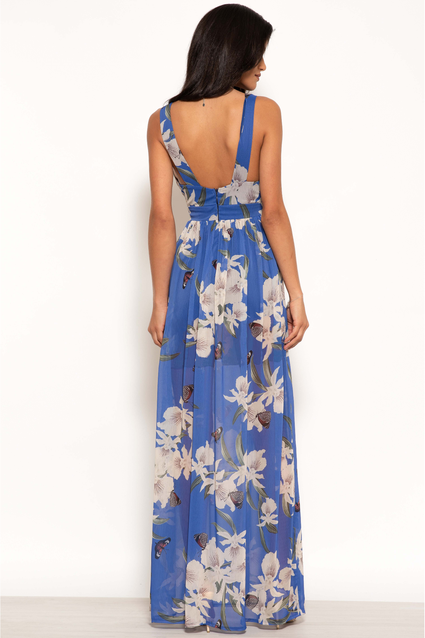 Floral Print Belted Maxi Dress UTSS20021