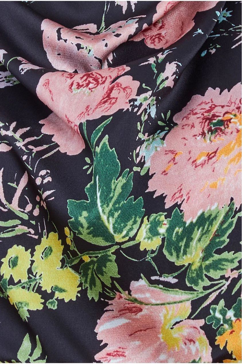 Ruched Asymmetric High Neck Satin Midi Dress UTSS23012