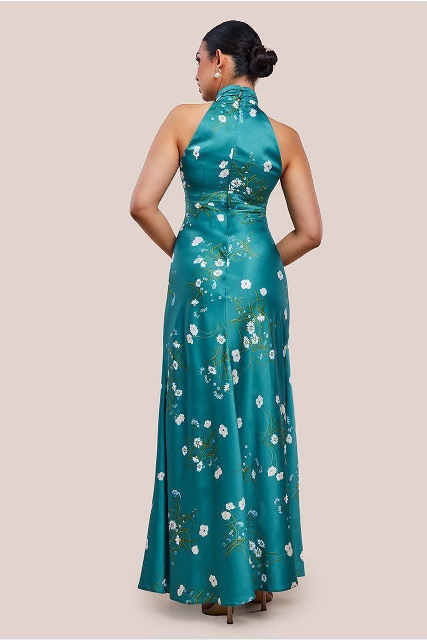 Floral Print Satin Maxi Dress UTSS23021