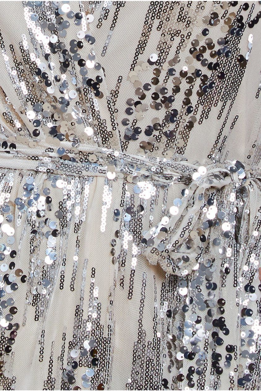 Long Sleeve Sequin Wrap Dress UTAW23011