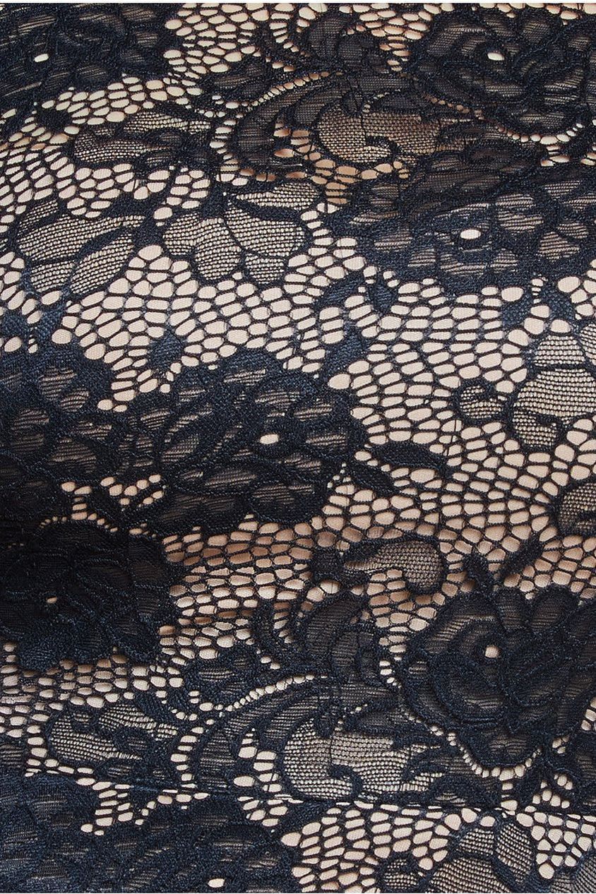 Scalloped Lace A-Line Maxi Dress - Black DR4496