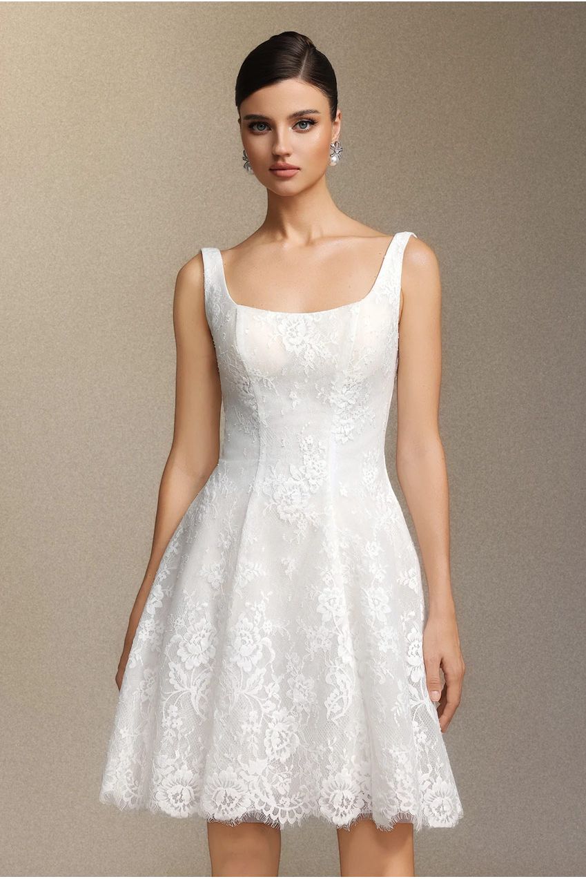 Tutuni Lace Square-neck Halter Mini Dress W250706346