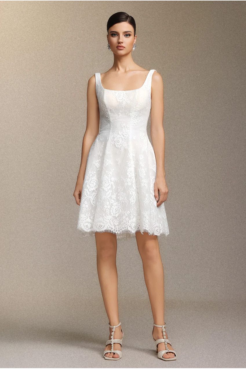 Tutuni Lace Square-neck Halter Mini Dress W250706346