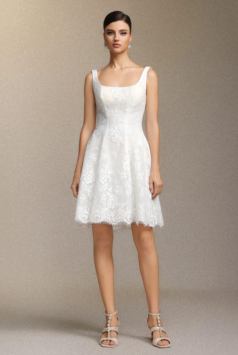 Tutuni Lace Square-neck Halter Mini Dress by Bella Barnett