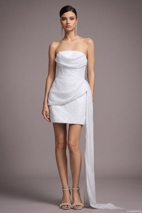 Vali Strapless Pleated Ribbon Mini Skirt by Bella Barnett