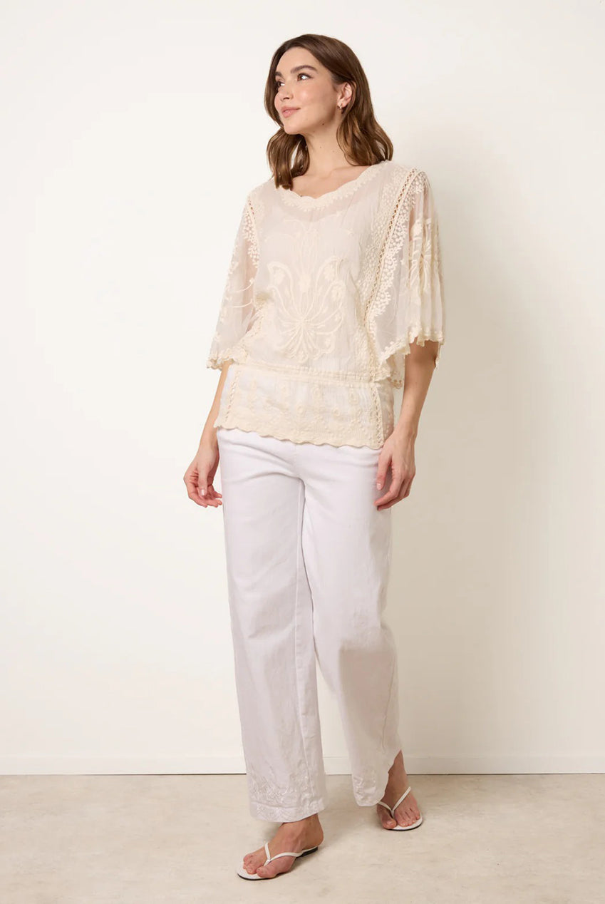 Floral Lace Butterfly Sleeve Blouse WF4964BV001
