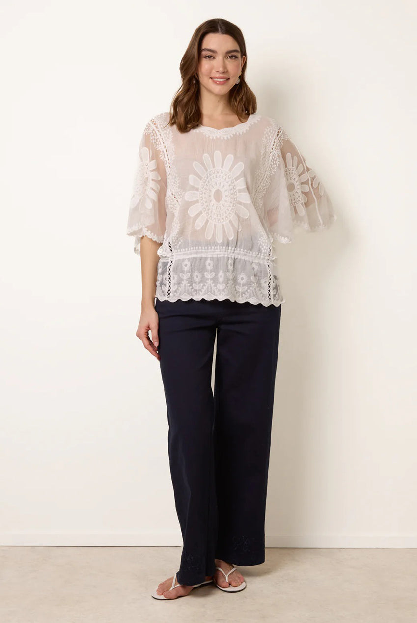 Sun Flower Lace Sleeve Blouse WF5407BV014