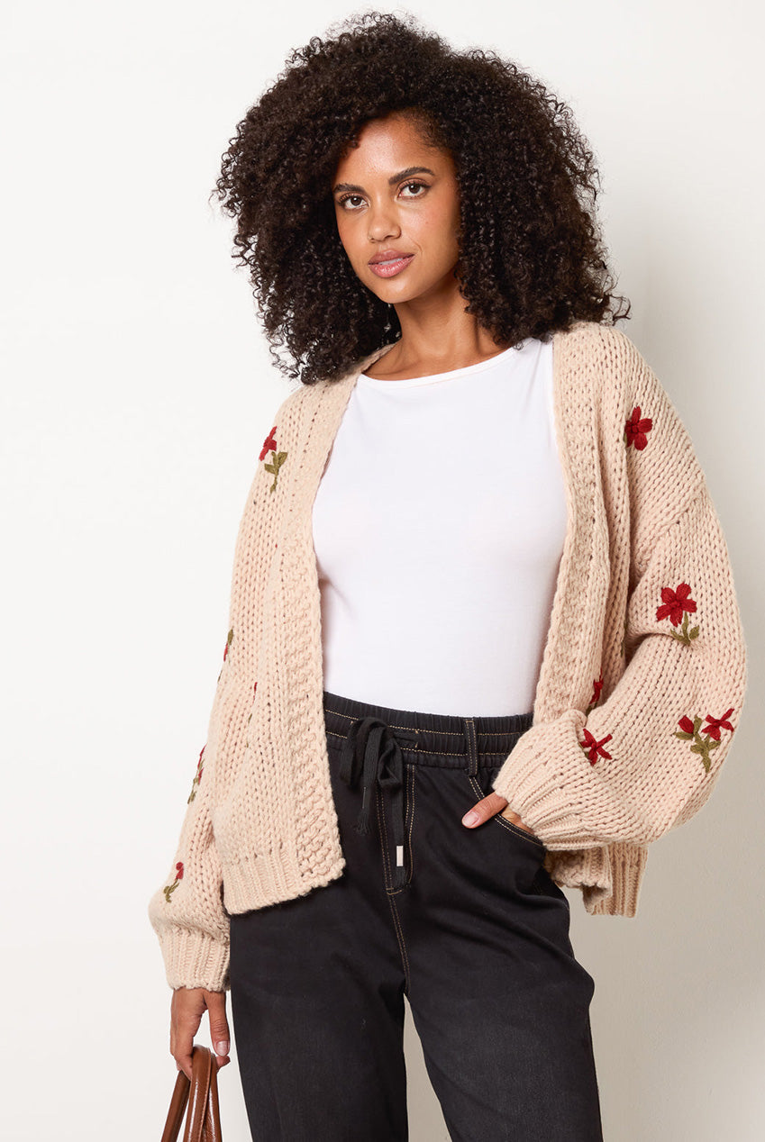 Flower Embroidery Detailed Cardigan WF5426BV001