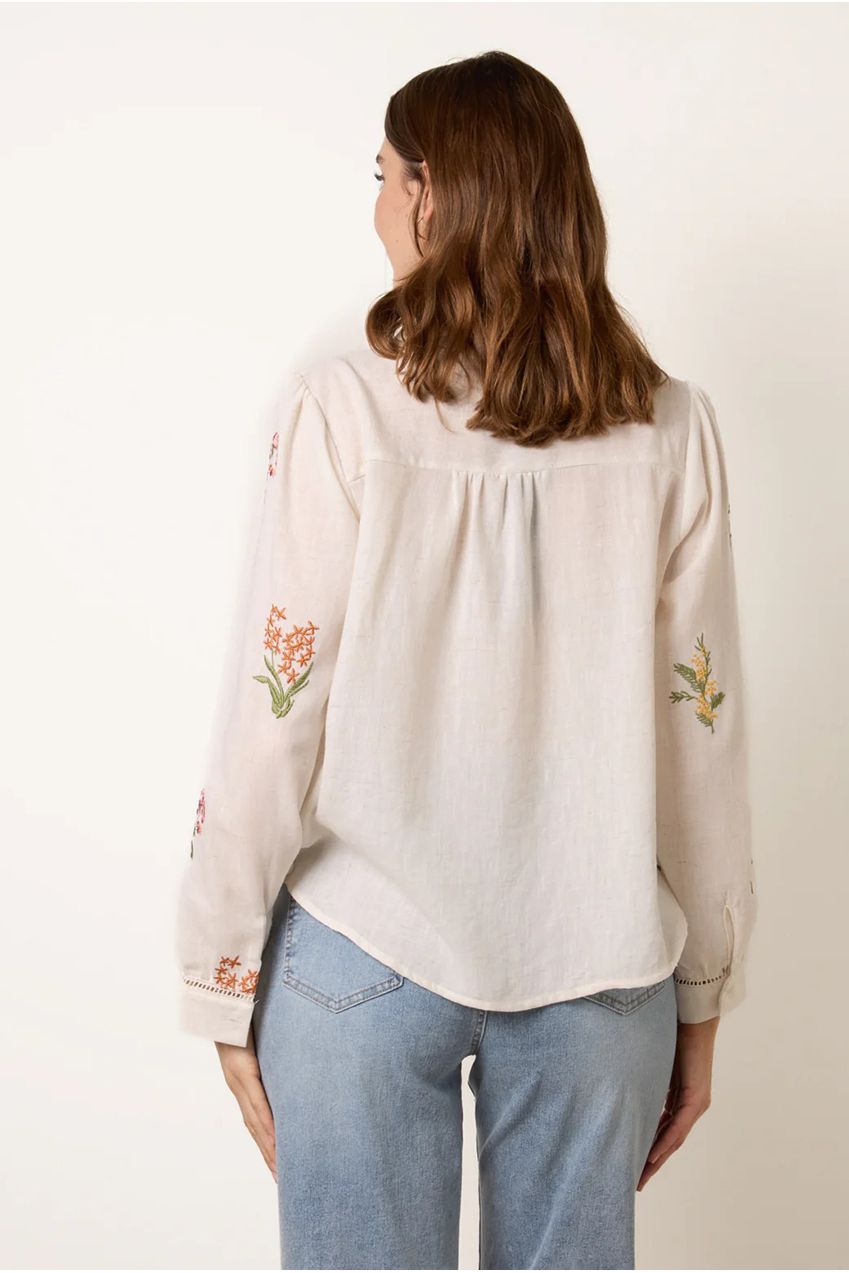 Long Sleeve Embroidered Button Front Blouse WF5765BV001