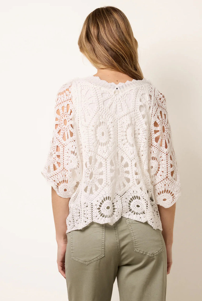 Crochet Detailed Kimono Top WF5788BV006