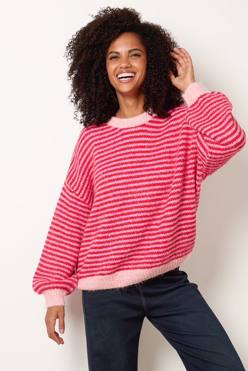 Striped Round Neck Knit Jumper WF5811BV465