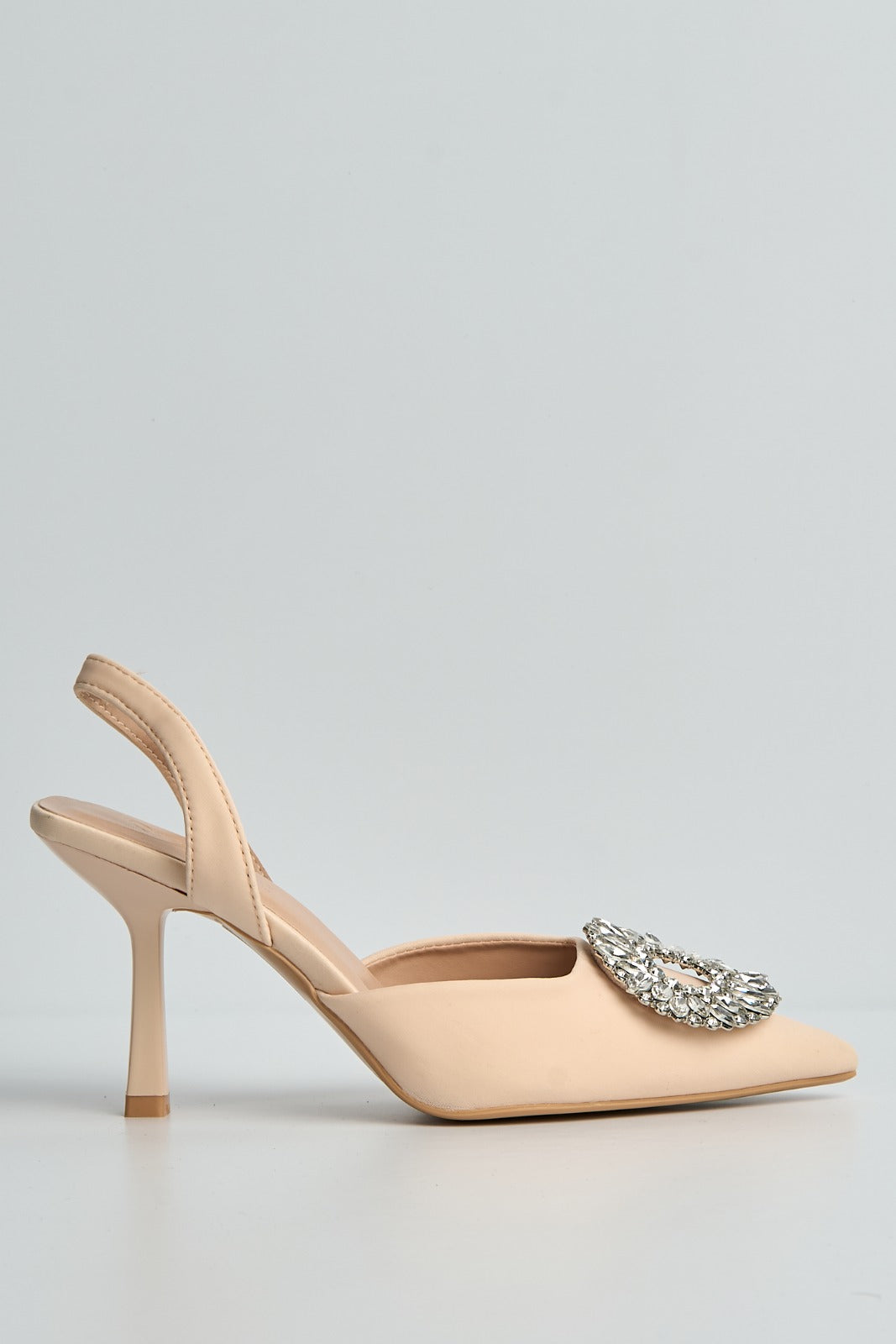 Gia Diamante Broach Slingback Court Shoes In Nude 503-26-NUD