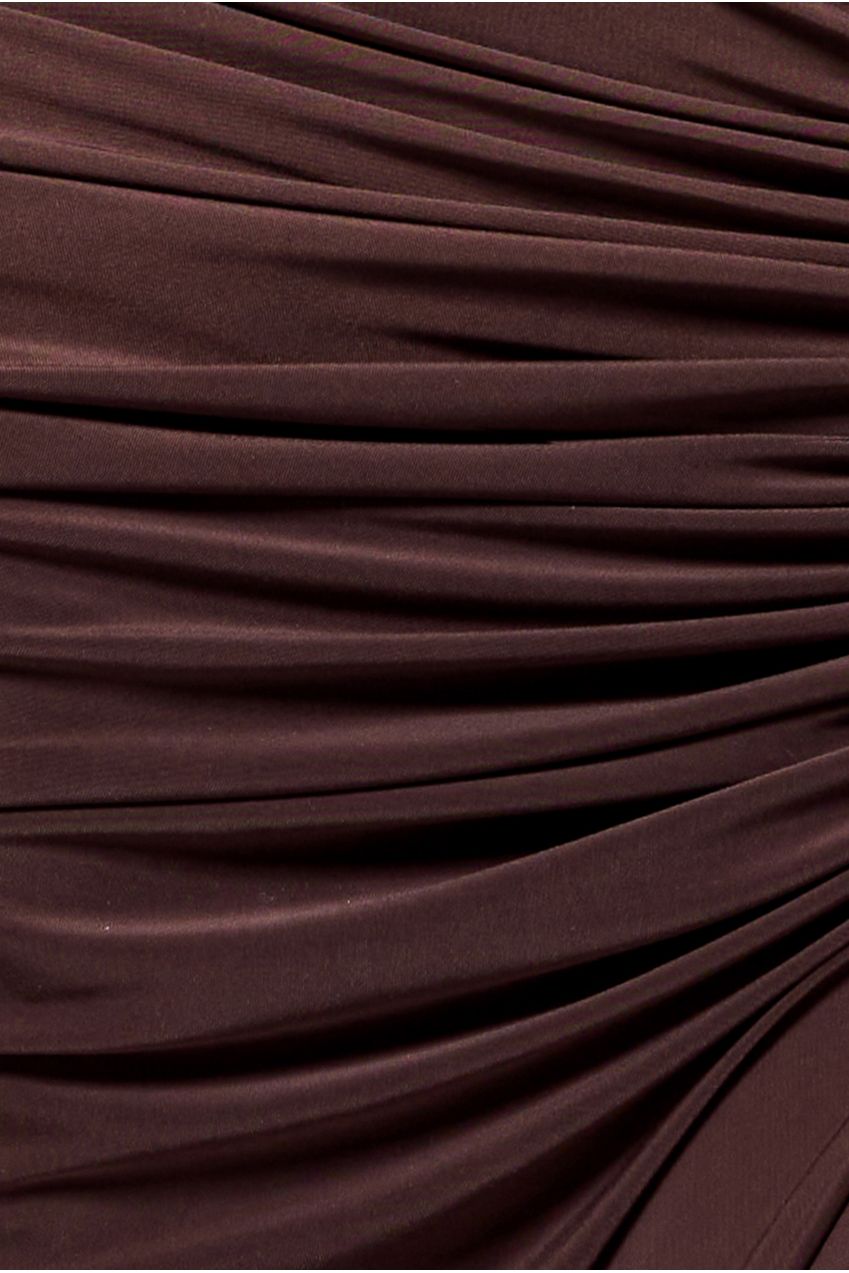 Super Split Front Drawstring Maxi Skirt - Brown SK60