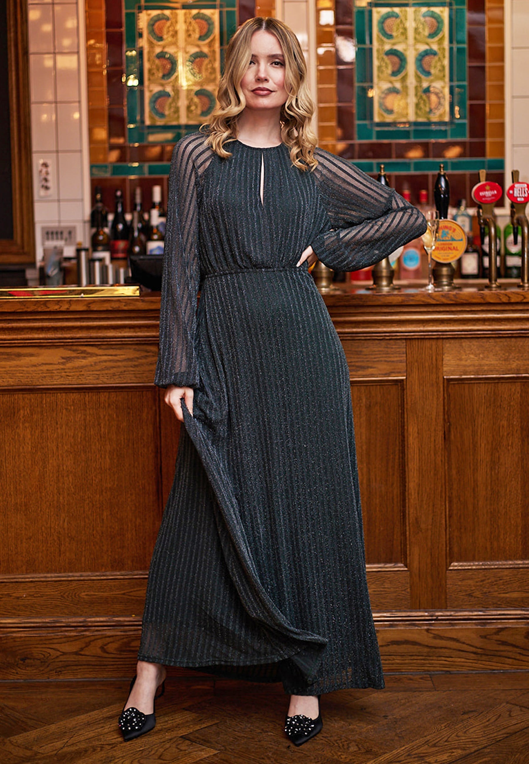 Maxi Mesh Dress In Green Y035478