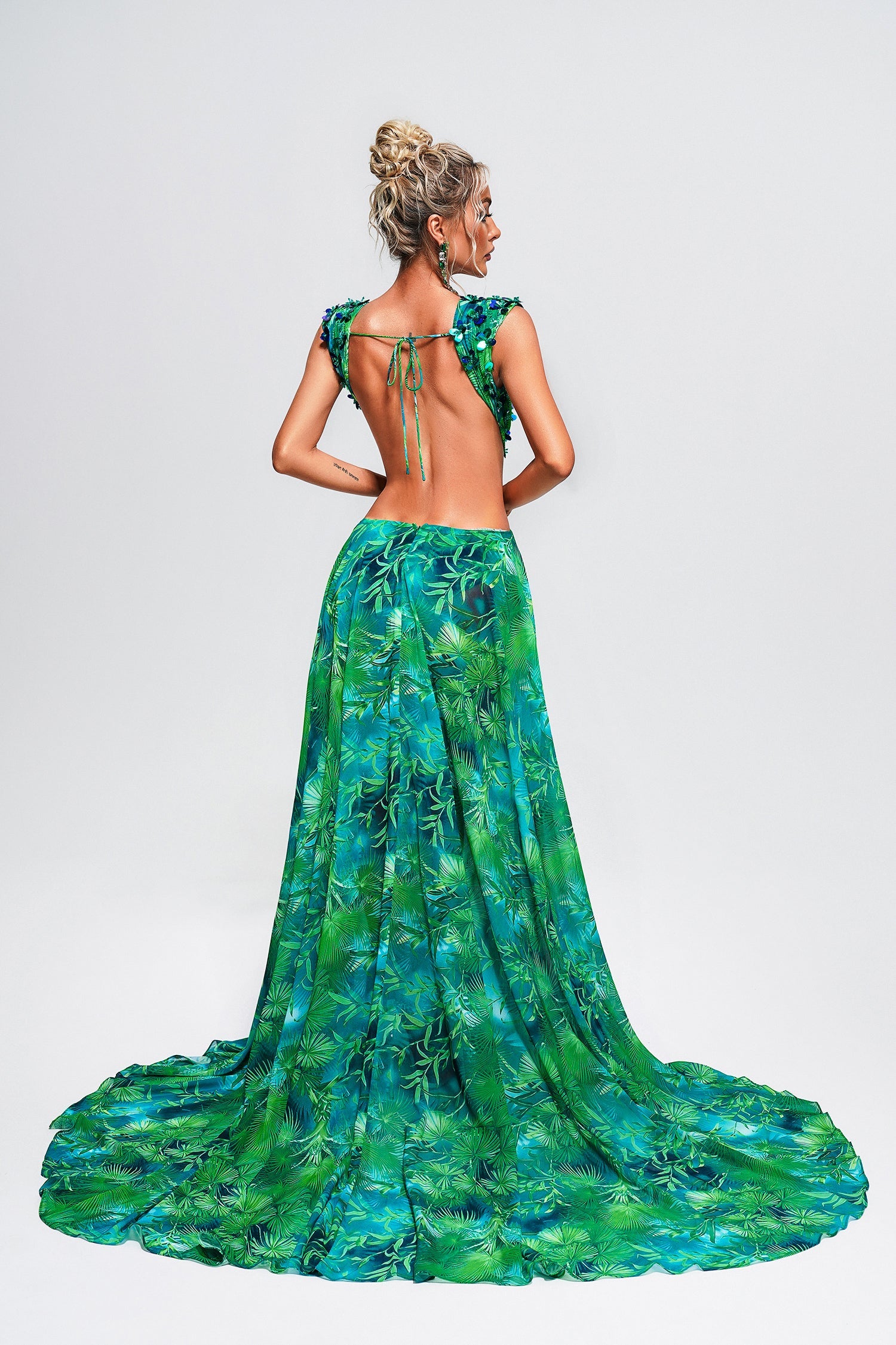 Yoland Printed Embellished Maxi Dress D230400239