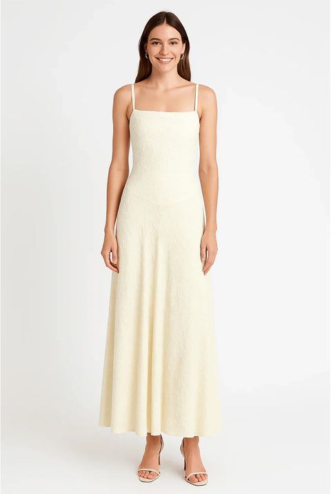 A-Line Jacquard Thin Adjustable Straps Maxi Dress by Avinci