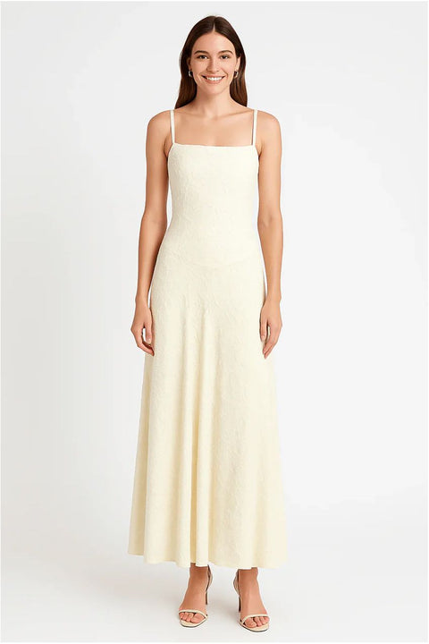 A-Line Jacquard Thin Adjustable Straps Maxi Dress by Avinci