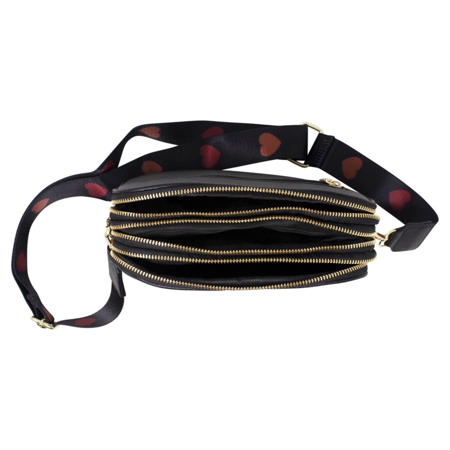 Heart Quilted Crossbody Camera Bag In Black HB344202