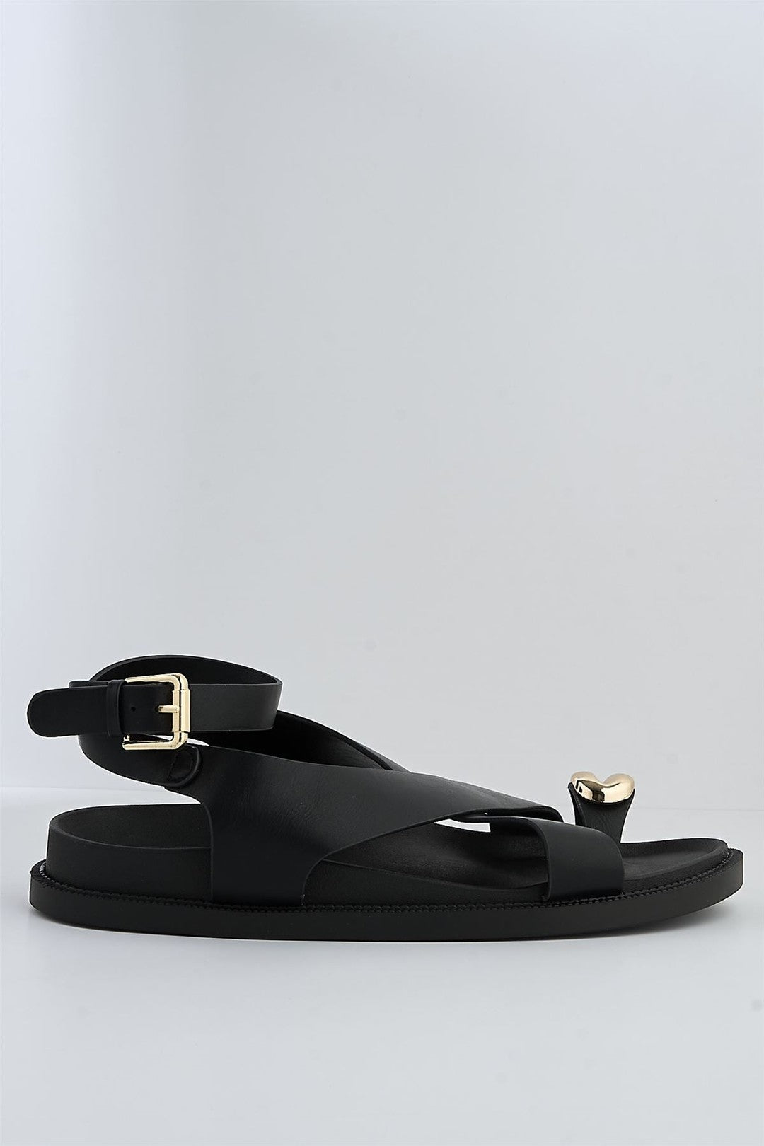Julia Gold Pebble Detail Crossover Anklestrap Sandals In Black KIDMAN368-BLK