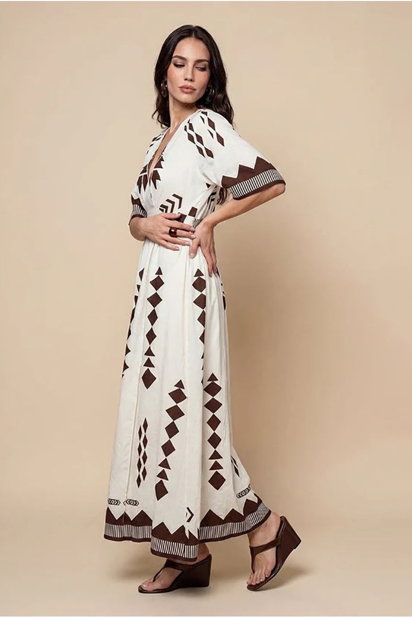 Pattern Angel Sleeve Maxi Dress 40DRS38710