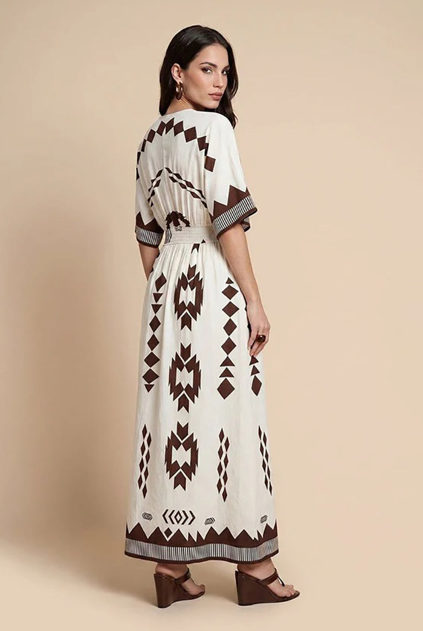 Pattern Angel Sleeve Maxi Dress 40DRS38710