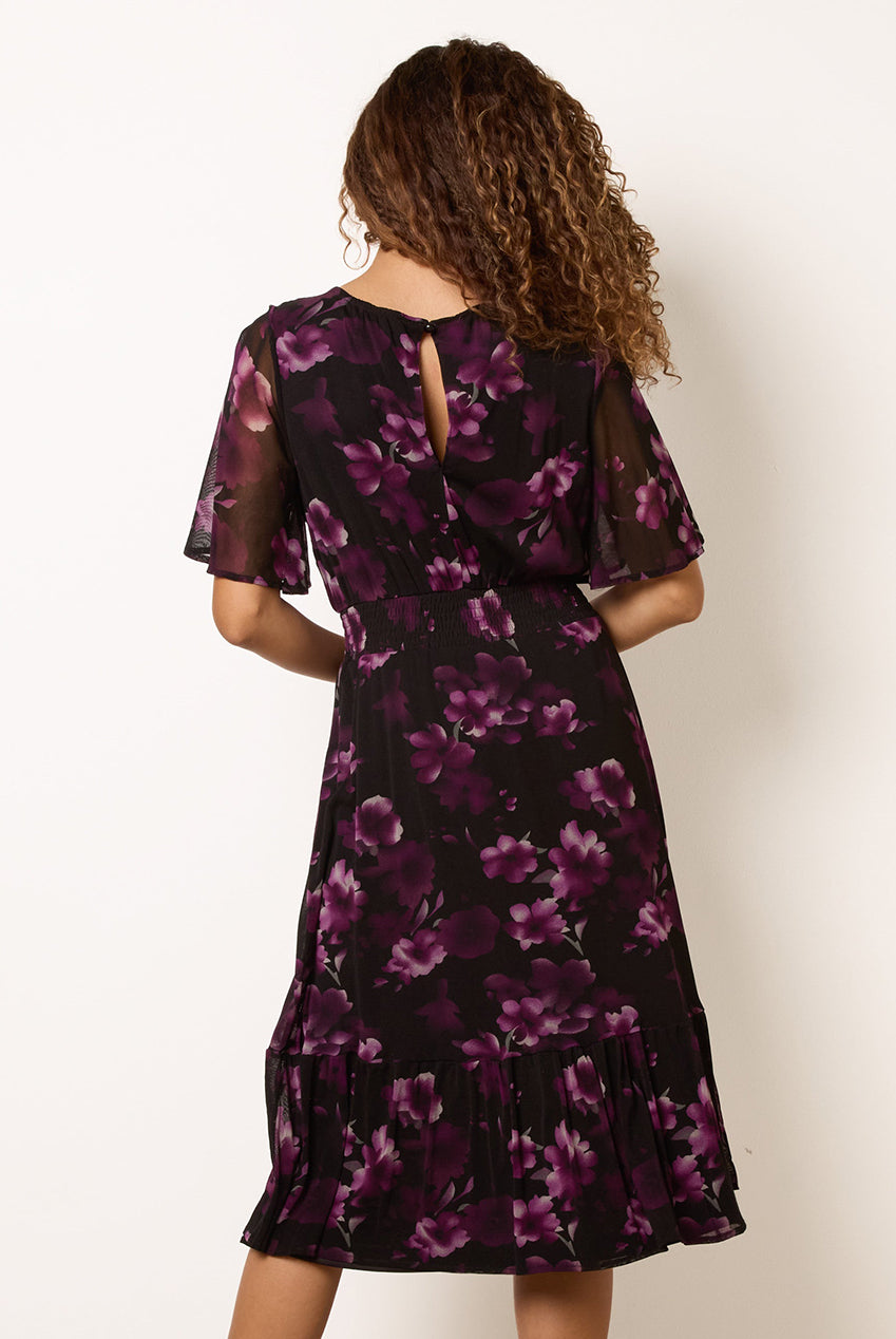 Mesh Floral Crew Midi Dress AW26053B003