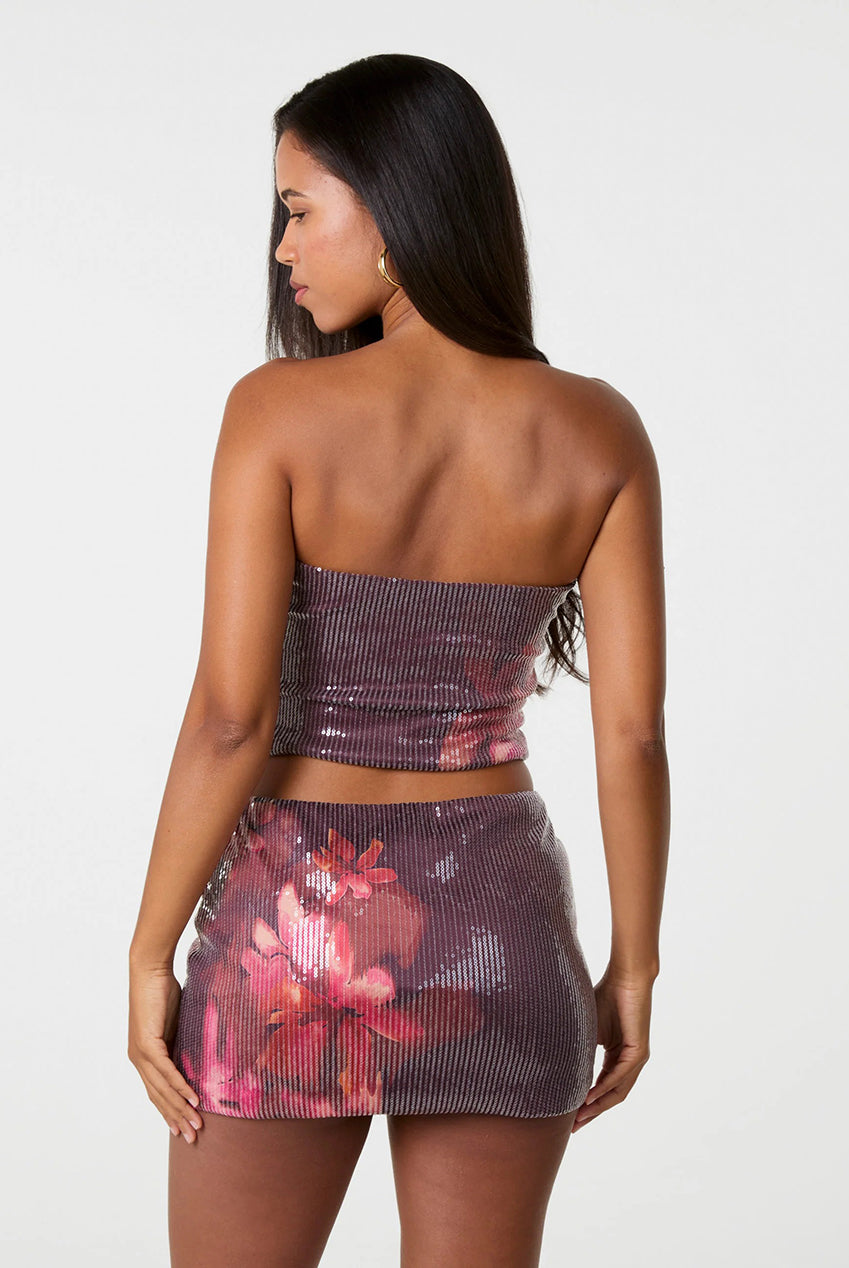 Sequin Floral Bandeau Top AW26079P063
