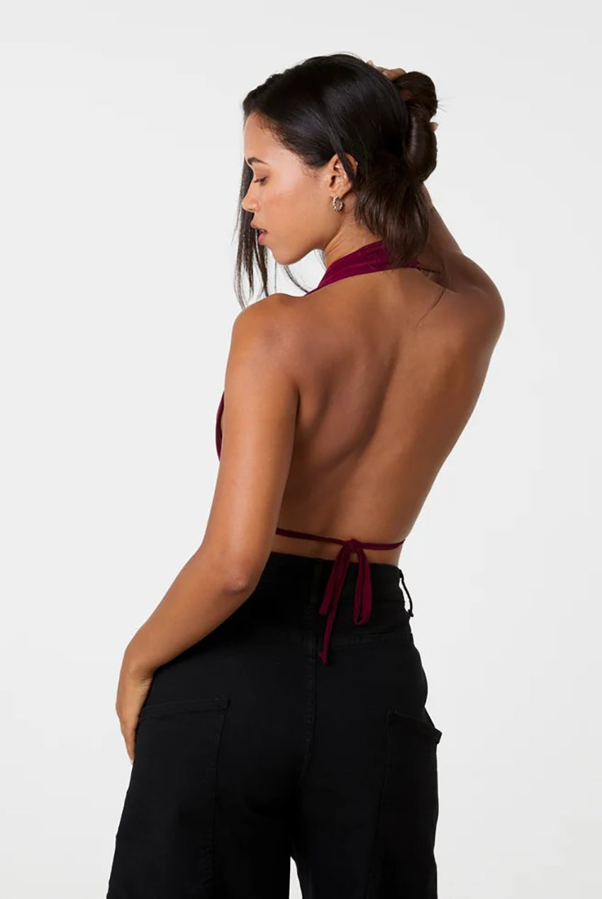 Halter Drape Tie Back Top AW26145P901