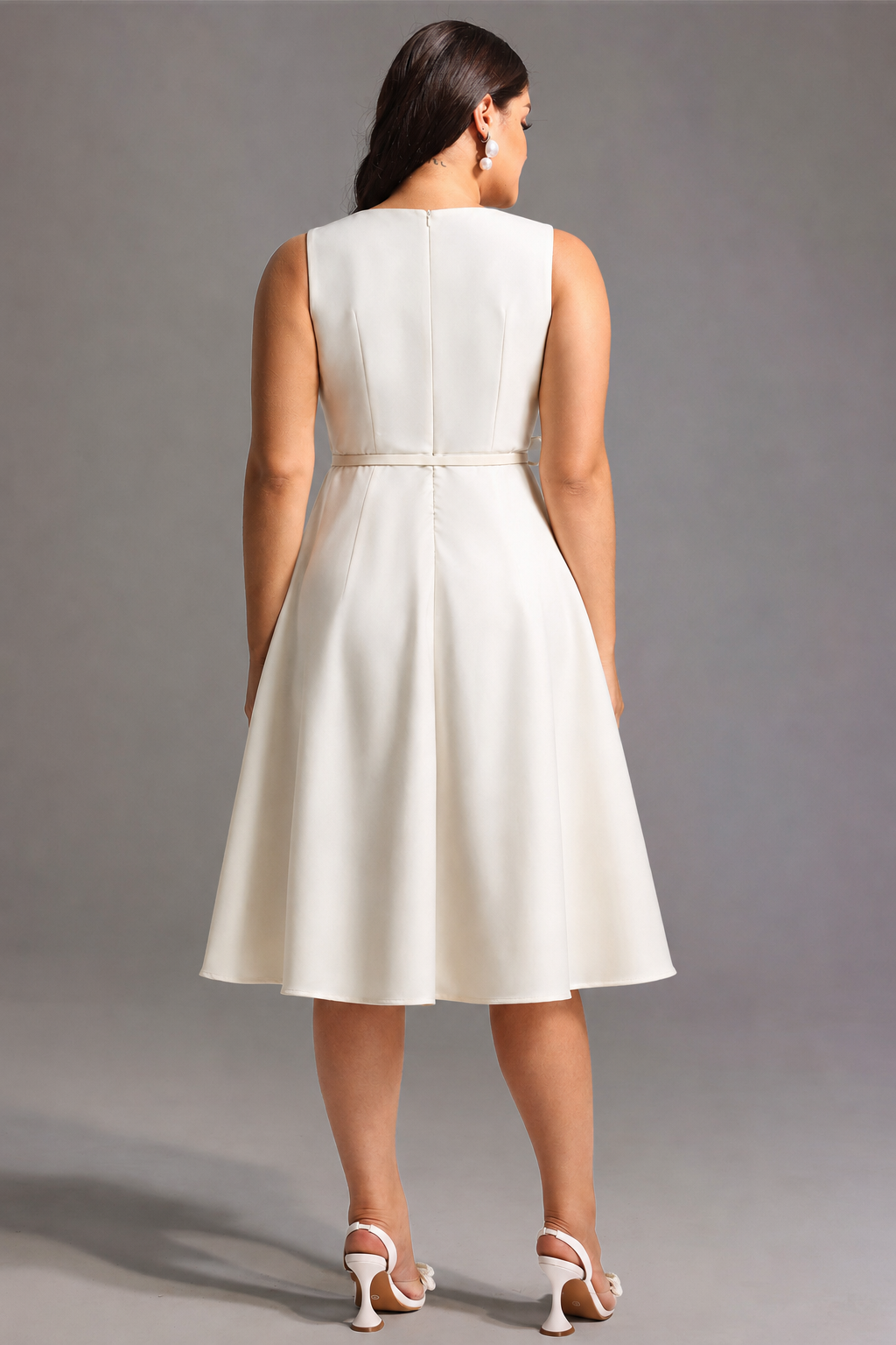 Fallon Elegant Tailored Sleeveless Bow Detailed Woven Maxi Dress D260401112