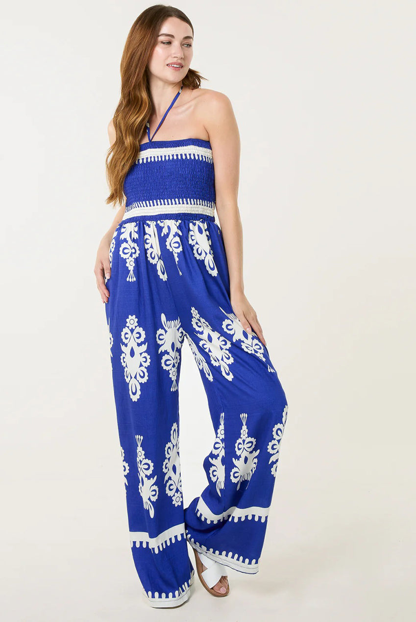 Halter Neck Shirred Waist Jumpsuit BV3461002
