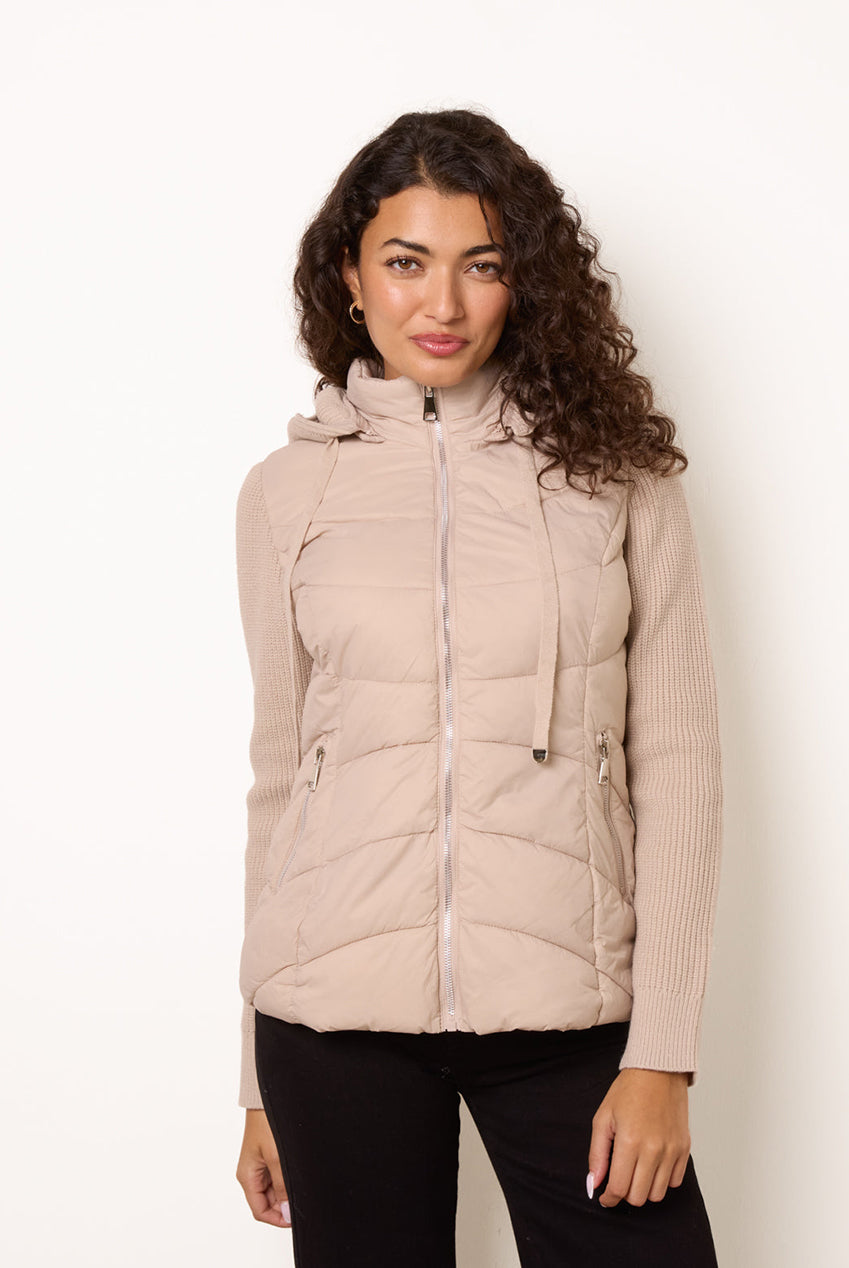 Knitted Sleeve Puffer Jacket BV261119001
