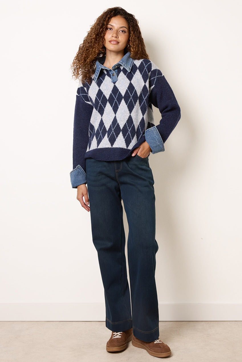 Argyle Knit Polo Jumper BV261541008