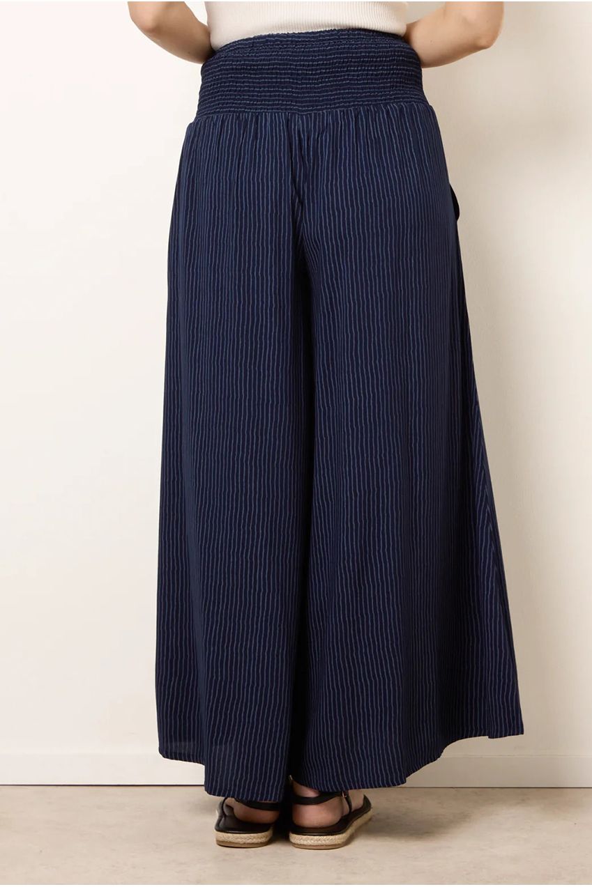 Wide Leg Shirred Waist Wavy Trousers BV269237008