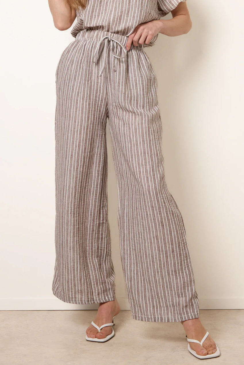 Tie Waist Stripe Wide Leg Trousers BV269242030A