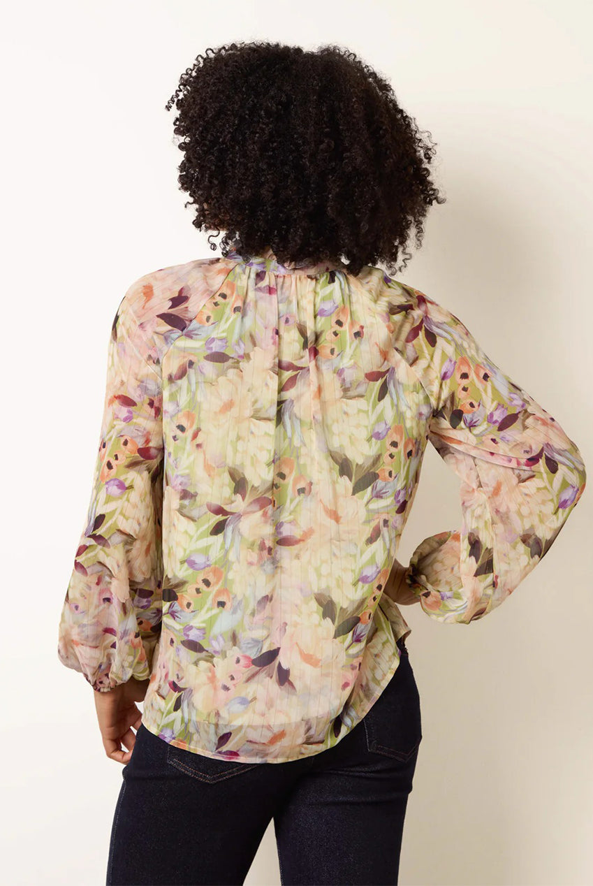 Watercolour Floral Printed Tie Front Blouse BV269404023