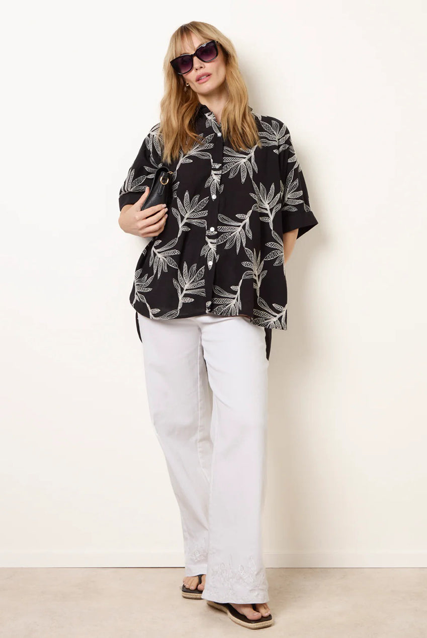 Embroidered Front Oversized Shirt BV269425166